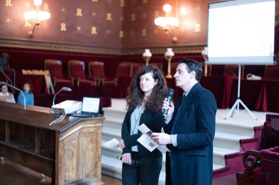 Lucie Vouzelaud, responsable pédagogique du MMT et Cédric Marty, directeur du pole civique de l'académie de Toulouse